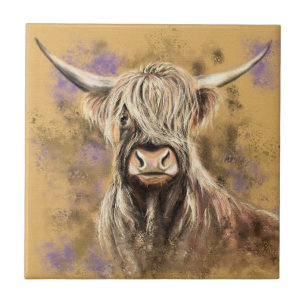 Highland Bull Ceramic Tile - Painting