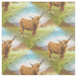 Highland bull fabric