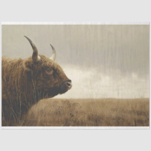 Highland Bull Landscape Vintage Painting Decoupage Tissue Paper