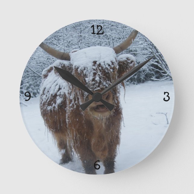 Highland Bull Round Clock (Front)