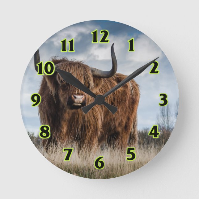 Highland Bull Round Clock (Front)