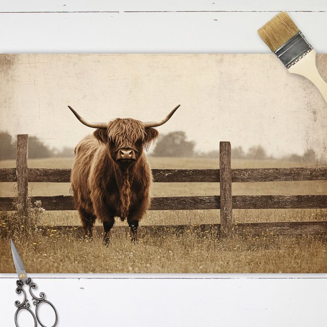 Highland Bull Vintage Style Cattle Decoupage Tissue Paper (Creator Uploaded)