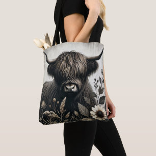Highland Bull with Sunflower Tote Bag