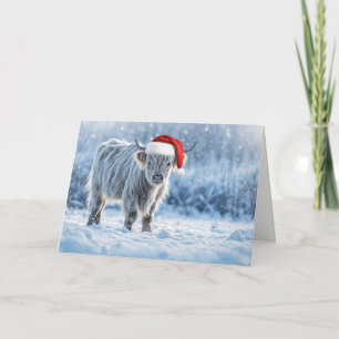 Highland Calf in the Snow Happy Holidays  Card
