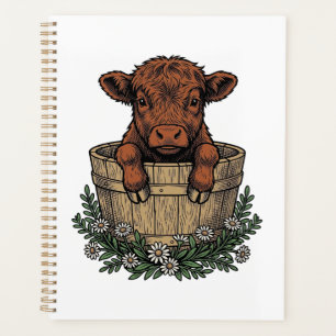 Highland Calf Shirt Vintage Daisy Bucket Art Planner