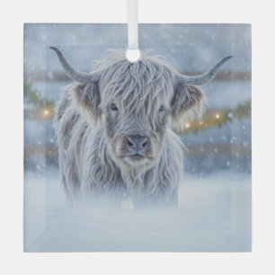 Highland Calif in the Snow Country Cute Glass Tree Decoration