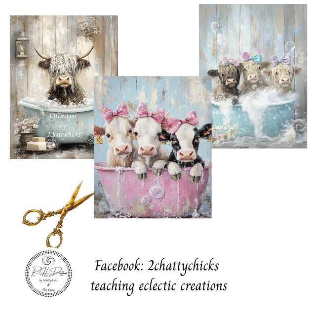 Highland Calves Bath Bubbles 3 Designs 19x29 Wrapping Paper Sheet (Creator Uploaded)