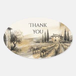Highland Castle Sketch Thank You Oval Sticker
