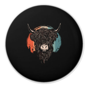 Highland Cattle Ceramic Knob