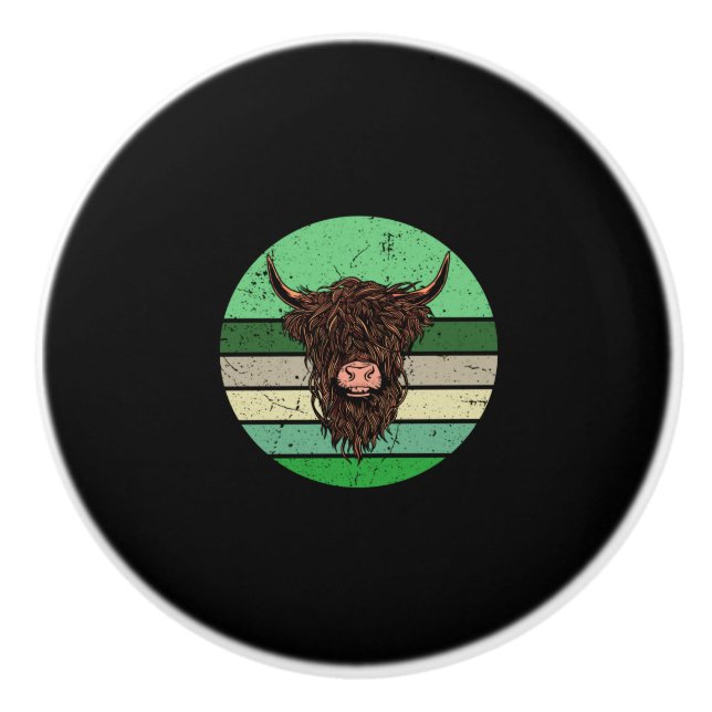 Highland Cattle Ceramic Knob (Front)