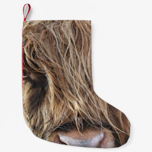 HIGHLAND CATTLE COW FACE SMALL CHRISTMAS STOCKING