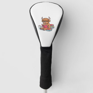 Highland Cattle Cow Read Books Drink Coffee Classi Golf Head Cover
