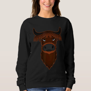 Highland Cattle head Farmer imprint motif with cow Sweatshirt