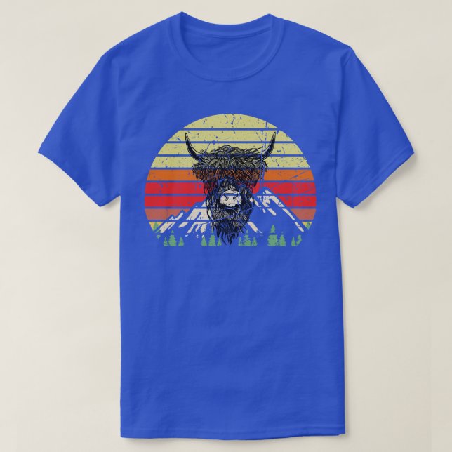 Highland Cattle Retro T-Shirt (Design Front)