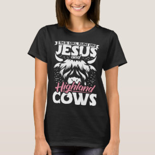 Highland Cattle This Girl Runs On Jesus And Highla T-Shirt