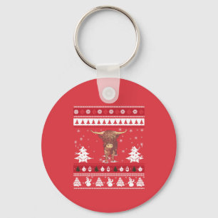 Highland Cattle Ugly Christmas Key Ring