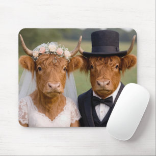 Highland Cattle Wedding Mouse Mat