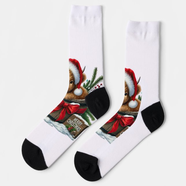 Highland Christmas Cow Socks (Left)