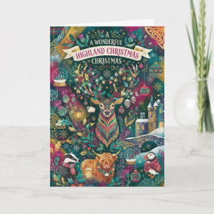 Highland Christmas Tartan Deer Card