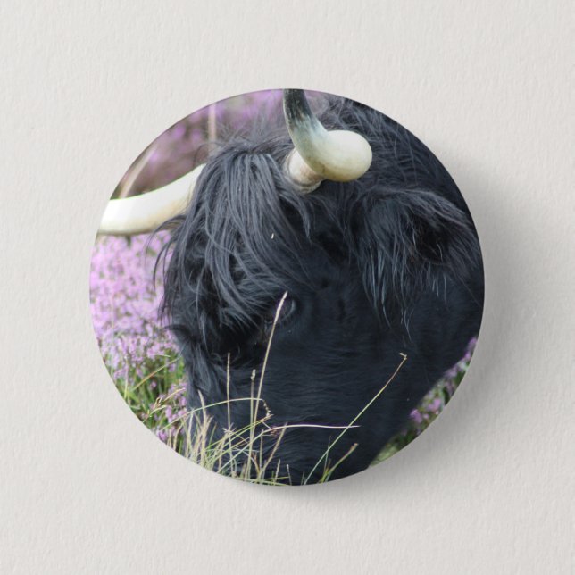 Highland Coo 6 Cm Round Badge (Front)