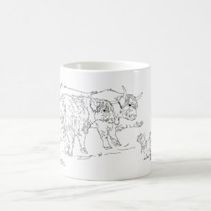 Highland "Coos"  with Scottie Dogs Coffee Mug