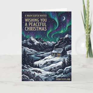 Highland Cottage Northern Lights Christmas Card