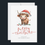 Highland Cow 2026 Calendar Merry Christmas Holiday Card<br><div class="desc">Cute Highland Cow Name 2026 Calendar Merry Christmas. Available digitally and printed. Festive cuteness for your holiday wishes, with this fun design with a sweet highland cow in his Santa hat. Merry Christmas is in a set modern script and easily personalise your greeting and name beneath. A handy 2026 calendar...</div>