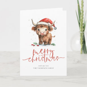 Highland Cow 2027 Calendar Merry Christmas Folded Holiday Card