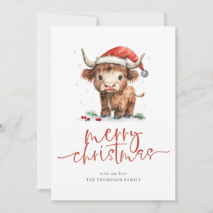 Highland Cow 2027 Calendar Merry Christmas Holiday Card