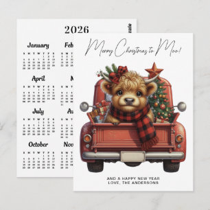 Highland Cow 2027 Calendar Truck Christmas Card
