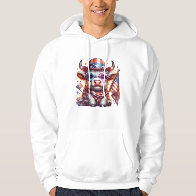 Highland Cow 4th July Sublimation Clipart-60643  Hoodie (Front)