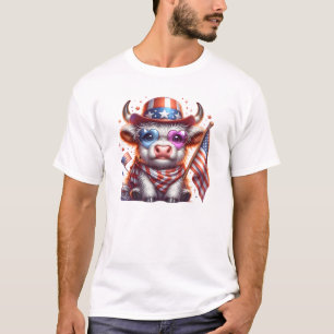 Highland Cow 4th July Sublimation Clipart-60643  T-Shirt