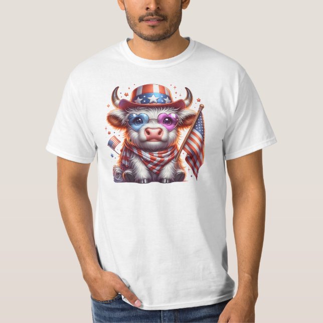 Highland Cow 4th July Sublimation Clipart-60643  T-Shirt (Front)