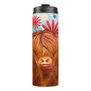 Highland Cow 4th Of July 4 USA Independence Day Thermal Tumbler