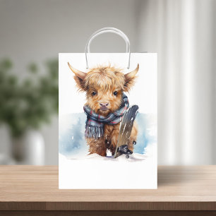 Highland Cow-abunga Gift Bag - White/Blue