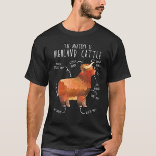 Highland Cow Anatomy Scottish Cattle Farmer Cowgi T-Shirt