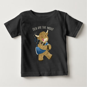 Highland Cow And Bagpipes Says Och Aye The Moo! Baby T-Shirt