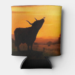 Highland Cow and Butterfly Cute  Can Cooler