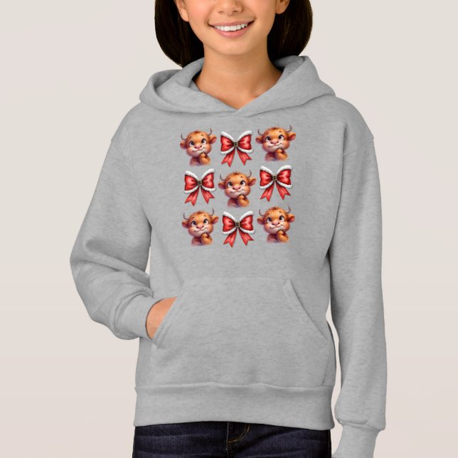 Highland Cow and Christmas Coquette Bow (Front)