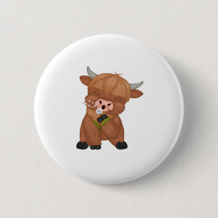 Highland Cow and Dandelion Puff Classic T-Shirt 6 Cm Round Badge