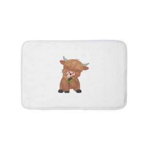Highland Cow and Dandelion Puff Classic T-Shirt Bath Mat