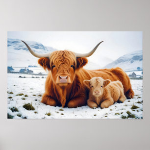 Highland Cow Animal Nature Wildlife Affection Love Poster