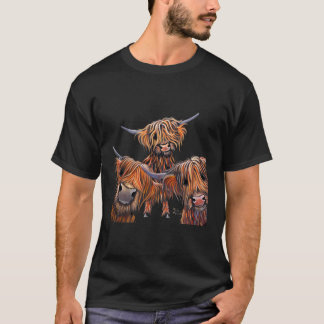 Highland Cow Animal Print The B Beans By Shirley M T-Shirt