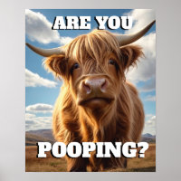 Highland Cow Are you Pooping Funny Toilet Bathroom