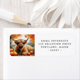 Highland Cow Autumn Pumpkins Return Address