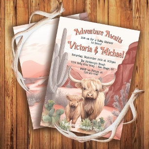 Highland Cow Baby and Mummy Baby Shower Desert Invitation