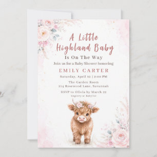 Highland Cow Baby Girl Baby Shower Invitation