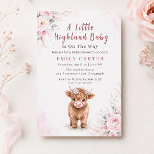 Highland Cow Baby Girl Baby Shower Invitation