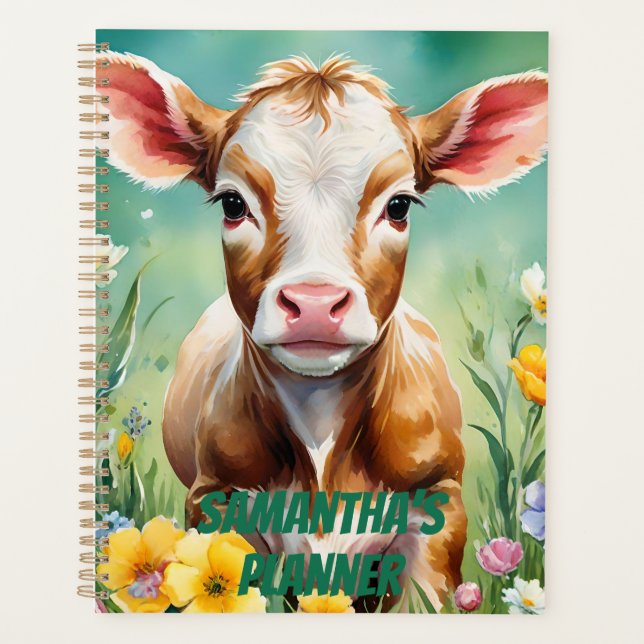 Highland Cow, Baby Highland Cow, Country Farm Cow. Planner (Front)
