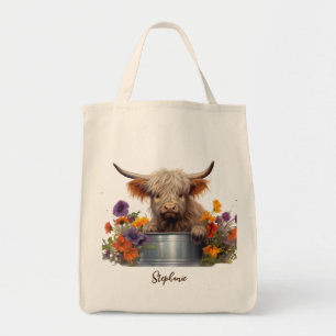 Highland Cow Baby Personalised Tote Bag
